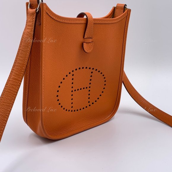 Authentic HERMES Orange Epsom Mini Evelyne TPM Crossbody Bag - Picture 5 of 16
